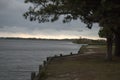 Stormy sky over water at bulkhead Royalty Free Stock Photo