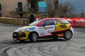 Albenga Italy - A Citroen DS3 racing car on three wheels Royalty Free Stock Photo