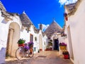 Alberobello, Puglia, Italy: Typical houses built with dry stone walls and conical roofs