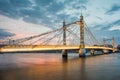 Albert Bridge and beautiful sunset over the Thames, London England UK Royalty Free Stock Photo