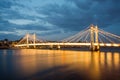 Albert Bridge and beautiful sunset over the Thames, London England UK Royalty Free Stock Photo