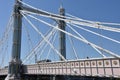 Albert Bridge is a road bridge over the Tideway of the River Thames connecting Chelsea in Central London Royalty Free Stock Photo