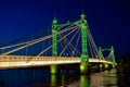 Albert Bridge, Thames, London England UK at night