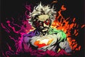 Albert Einstein as a super hero science physics teacher