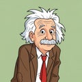 Albert Einstein cartoon character in brown. Royalty Free Stock Photo