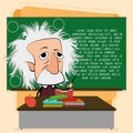 Albert Einstein Cartoon In A Classroom Scene Royalty Free Stock Photo