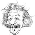 Albert Einstein and his tongue caricature portrait Royalty Free Stock Photo