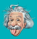 Albert Einstein and his tongue caricature portrait Royalty Free Stock Photo