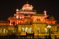 Albert Hall Museum exterior architecture at Jaipur Rajasthan with night illumination Royalty Free Stock Photo