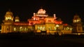 Historic Albert Hall Museum exterior architecture at Jaipur Rajasthan with night illumination Royalty Free Stock Photo