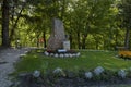 The Albert I, King of the Belgians monument in small garden at Cortina d`Ampezzo, Dolomites, Alps, Veneto Royalty Free Stock Photo