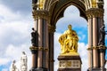 Albert Memorial in London situated in Kensington Gardens. Statue of Albert, by John Henry Foley and Thomas Brock Royalty Free Stock Photo