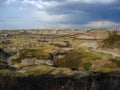 Dark Clouds over Horseshoe Canyon Badlands, Drumheller, Alberta, Canada Royalty Free Stock Photo