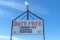 Duty free Carway shop selling beer, alcohol and souvenirs, just after crossing the United States Royalty Free Stock Photo