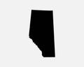 Alberta Canada Map Black Silhouette. AB, Canadian Province Shape Geography Atlas Border Boundary. Black Map Isolated on a White Ba