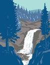 Alberta Falls in Rocky Mountain National Park Colorado WPA Poster Art Royalty Free Stock Photo