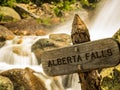 Alberta Falls Wooden Sign Royalty Free Stock Photo