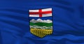 Alberta flag. Waving flag of Alberta province, Canada. 3d illustration