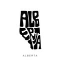 Alberta state of Canada vector lettering. Alberta Typography map lettering