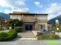 Albino, Bergamo. The facade of the building of the cableway that reach the village of Selvino.