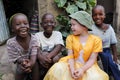 Albino child and boys in Ukerewe, Tanzania