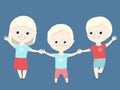 Albino children are happy and cheerful. Boys and girl holding hands. For the design of posters and materials for the International