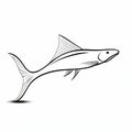 Graceful Albacore Fish Cartoon Marine Drawing In Chinese Iconography Style