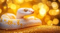 Albino Python on Gold Glitter, Symbolizing Luck and Prosperity in the Year of the Snake