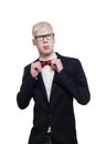 Albino young man portrait in suit isolated.