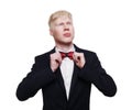 Albino young man portrait in suit isolated.