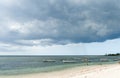 ALBION, MAURITIUS - DECEMBER 05, 2015: Beach in Mauritius with Yachts and Indian Ocean. Local People and Boats