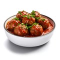Albondigas in Tomatensauce on a white background, AI Generative Royalty Free Stock Photo