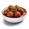 Albondigas in Tomatensauce on a white background, AI Generative