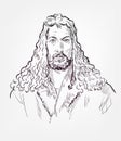 Albrecht Durer vector sketch style portrait Royalty Free Stock Photo