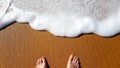 Albufeira Alemaes beach, toes on the sand Royalty Free Stock Photo