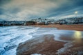 Albufeira, a city in Portugal on the Atlantic coast, at sunset,