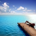 Albufera blue boats lake in El Saler Valencia Royalty Free Stock Photo