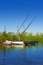 Albufera channel boats in el Palmar of Valencia Royalty Free Stock Photo