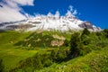 Albula pass road in Swiss Alps near Sankt Moritz Royalty Free Stock Photo