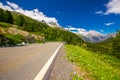 Albula pass road in Swiss Alps near Sankt Moritz Royalty Free Stock Photo