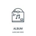 album icon vector from audio and video collection. Thin line album outline icon vector illustration
