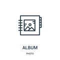 album icon vector from photo collection. Thin line album outline icon vector illustration. Linear symbol for use on web and mobile