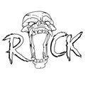 Contour drawing, skull in the inscription rock Royalty Free Stock Photo