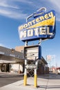 Colorful sign of the Monterey Motel on historic route 66.