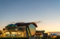 Night view of the Anderson Abruzzo Albuquerque International Balloon Museum in Albuquerque, New Mexico