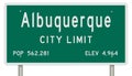 Albuquerque road sign showing population and elevation