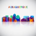 Albuquerque skyline silhouette in colorful geometric style.