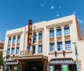 Exterior intricate and retro detail of exterior facade of Kimo Theatre