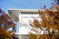 The facade building of Murray Art museum contemporary art centre in regional NSW at QEII Square.