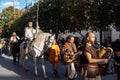 Alcala de Henares, Spain - October 09 2022. Medieval Market of Alcala de Henares, actually called the Cervantino Market, is the